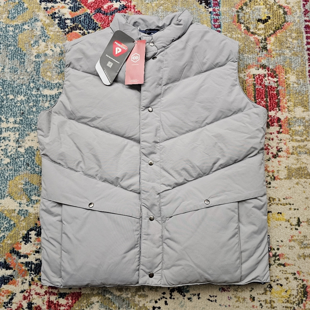 CB Sports Men's Medium Primaloft Duck Down Blend Vest Gray Evershield Insulated